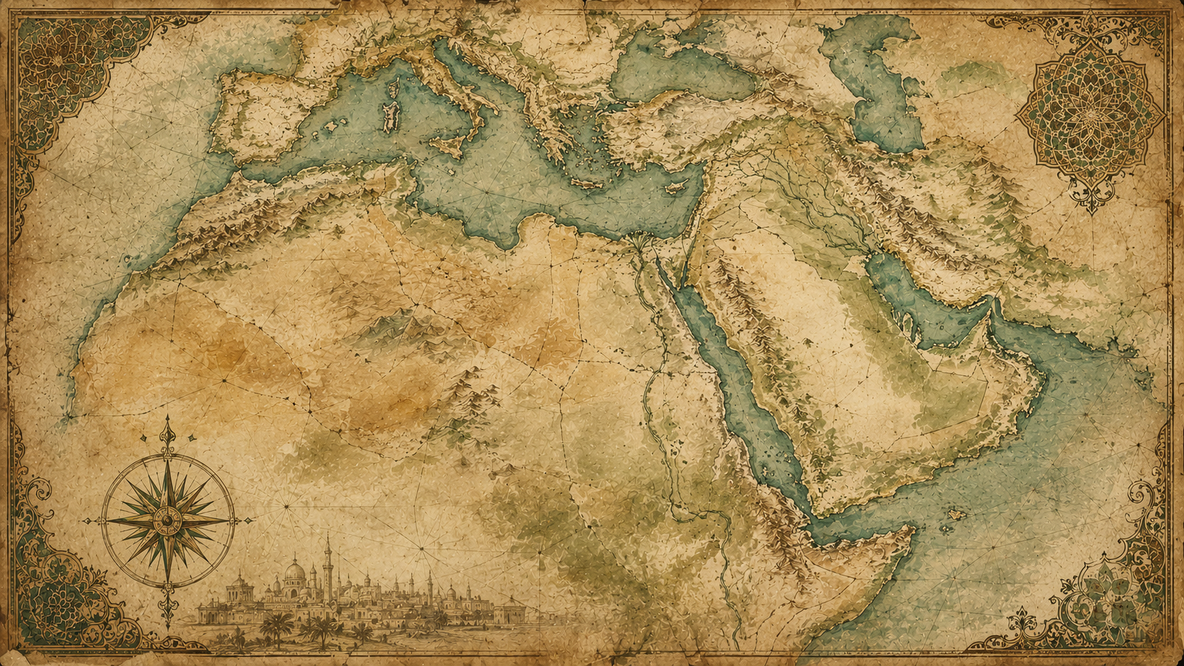 Antique map of the Arabic Speaking World